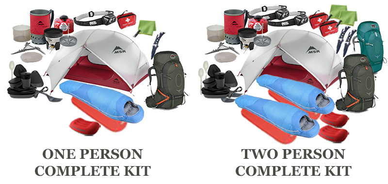 hiking gear kit